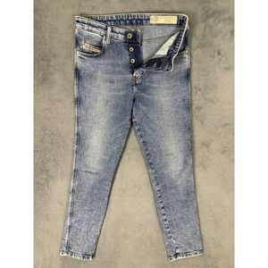 Diesel Jeans Womens 27 Blue Babhila Slim Skinny Button Fly Mid Rise Stretch